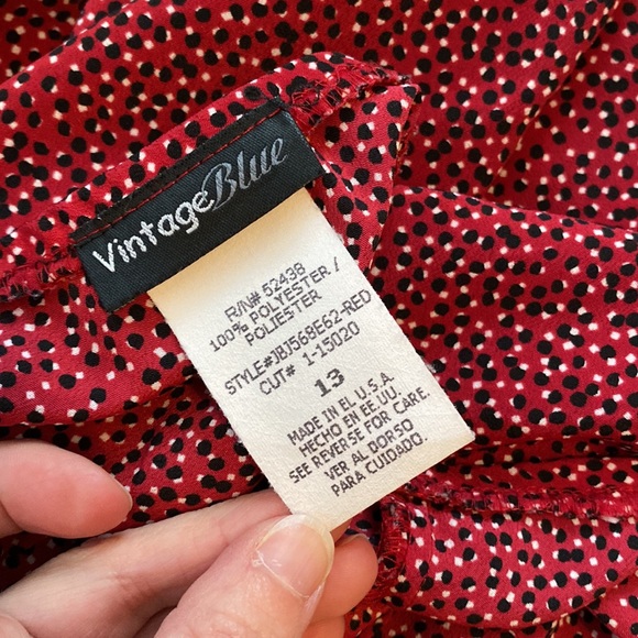 VintageBlue size 13 hi-lo red with white and black polka dots polyester skirt - Picture 4 of 13